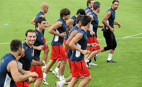 El equipo durante el entrenamiento | Pep Vicens
