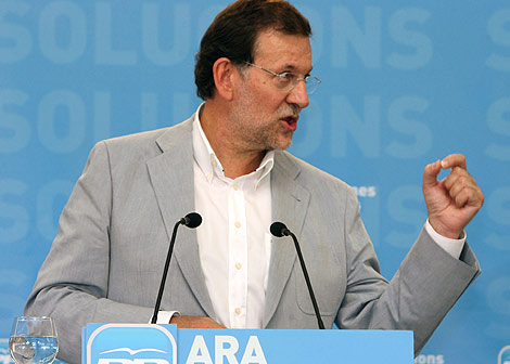 Mariano Rajoy, en un reciente mitin en Tarragona. | J. Antonio