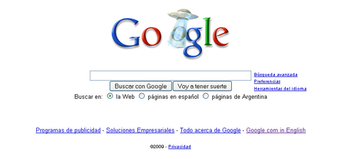 La página de Google en Argentina, con el extraño logo.