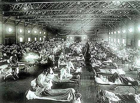 Famosa fotografa de un hospital de Kansas, donde arranc la gripe en 1918.