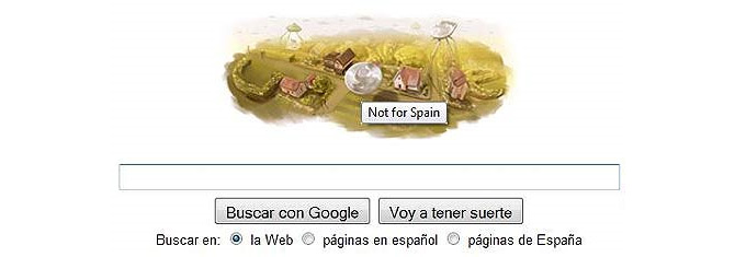 El logo, con el 'Not for Spain' aparecido en la versin espaola del buscador.