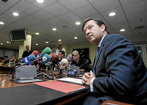 Alberto Saiz, en la rueda de prensa en la que inform de la detencin de R. Flrez. | C. Barajas