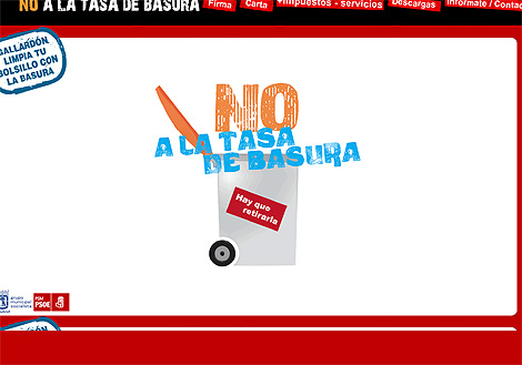Pantallazo de la web del PSOE contra el impuesto de basura.