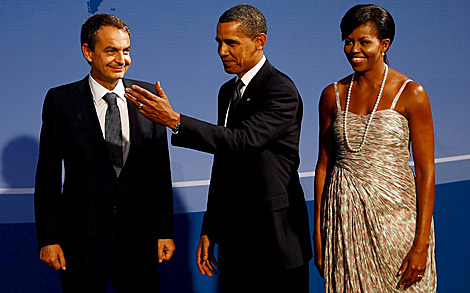 Zapatero, junto a Obama y su esposa, en la reciente cumbre del G-20. | Efe