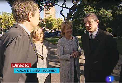 Zapatero, Chacón, Aguirre y Gallardón durante una conversación. | Captura de TVE
