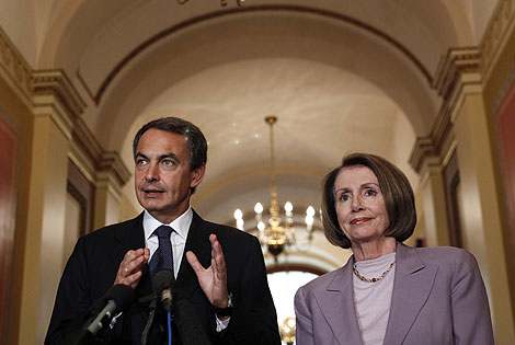 Zapatero, con la presidenta de la Cmara de Representantes. | Reuters