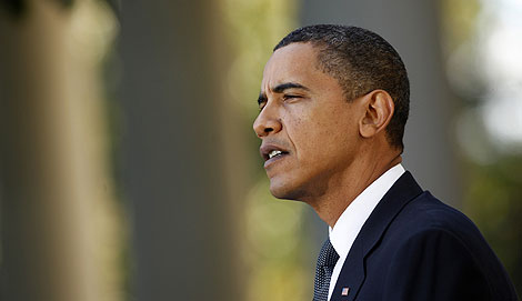 Barack Obama se dirige a la prensa tras ganar el Nobel de la Paz. | AP
