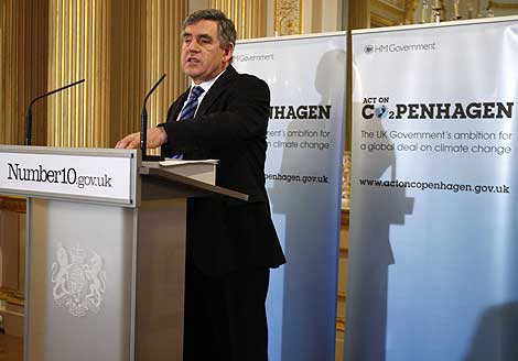 Brown, durante su discurso en el Foro de Grandes Economías en Lancanster. | AP
