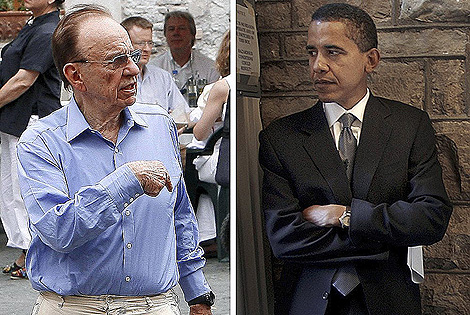 Rupert Murdoch, dueo de la cadena Fox News y Barack Obama. | Cordon Press / AP