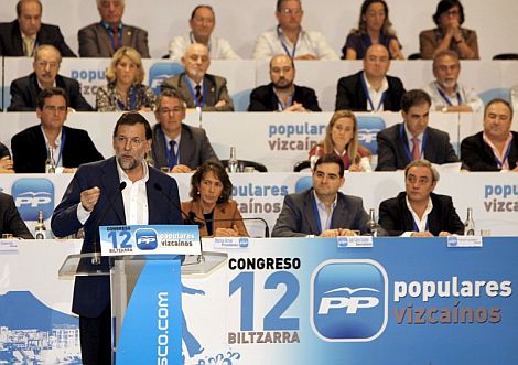 Rajoy, durante la clausura el XII Congreso de los populares vizcanos. | Efe