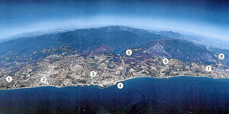 Imagen area de Marbella incluida en el POT de la Costa del Sol Occidental, donde se sealan Guadalmina (1), Puerto Bans (4), o Istn (5), entre otros puntos. | elmundo.es