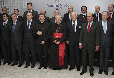 Los principales empresarios y el cardenal Rouco Varela.