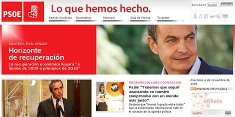 Un fragmento de la página web del PSOE.