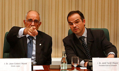 El sndic mayor, Joan Colom, y el diputado de CiU Jordi Turull. | Quique Garca