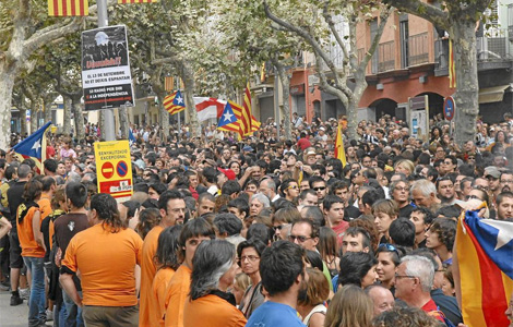 Concentracin independentista en Arenys durante el referendo. | Marga Cruz