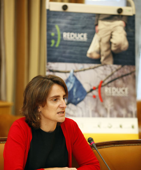 La secretaria de Estado de Cambio Climtico, Teresa Ribera, durante la presentacin de la campaa contra las bolsas de plstico. | Sergio Enrquez