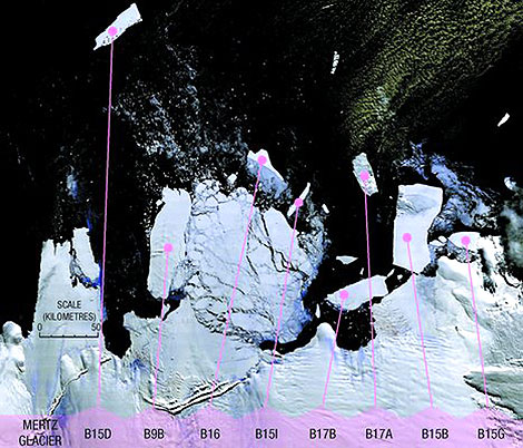 Posición del iceberg (B17B) visto desde el satélite | AP