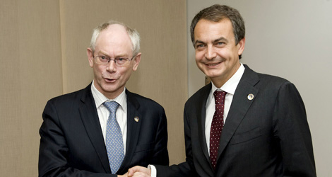 Zapatero y Van Rompuy en Bruselas. | Efe