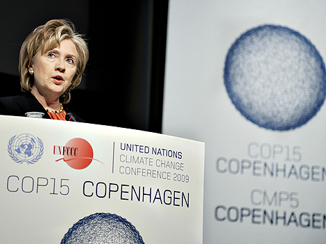 La secretaria de Estado de EEUU, Hillary Clinton, durante su intervención este jueves. | AFP