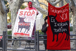 Protesta antitauirna en Barcelona.| Antonio Moreno