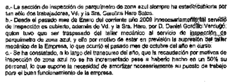 Carta de despido del Ayuntamiento de Sant Adri.