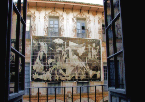 Mural con la imagen del Guernica que realizaron los alumnos para el documental. | EL MUNDO