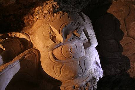 Detalle del mascarón maya. | Foto: UPV