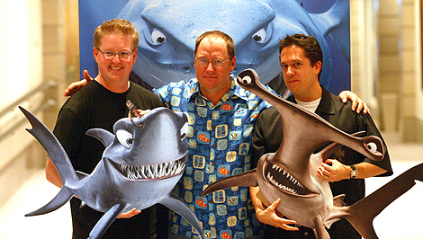 Andrew Stanton (a la izquierda), con John Lasseter y Lee Unkrich. | Antonio Moreno