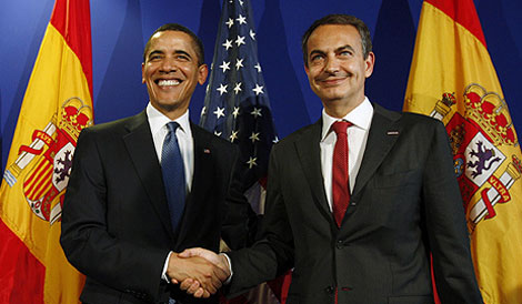 Jos Luis Rodrguez Zapatero y Barack Obama, en Praga. | Efe