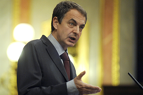 Jos Luis Rodrguez Zapatero durante su intervencin en el Congreso. | AFP