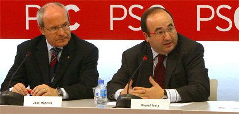 Iceta (derecha) y Montilla, en la ejecutiva del PSC. | Domnec Umbert