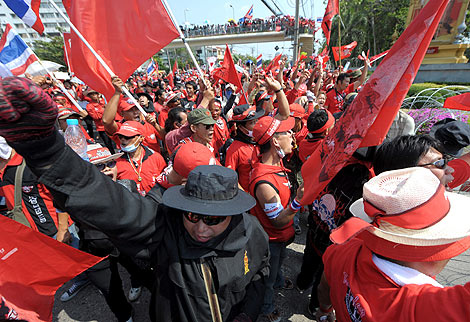 Varios de los manifestantes de la 'marcha roja'. | AFP