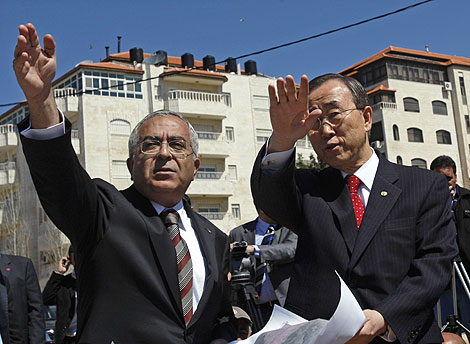 El primer ministro palestino junto al secretario general de la ONU. | AP
