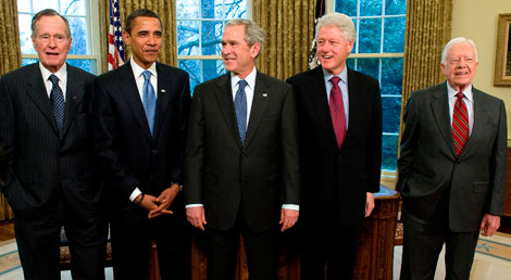 Carter, junto a los ltimos cuatro presidentes en la Casa Blanca | Afp