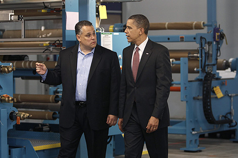 Obama, este viernes en una visita a una fbrica de Carolina del Norte. | Reuters
