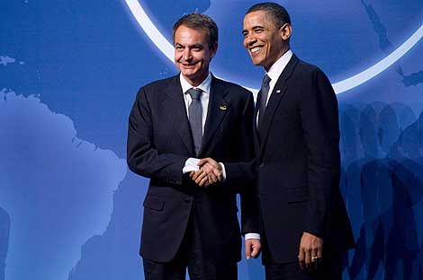 Zapatero y Obama durante su encuentro. | Afp