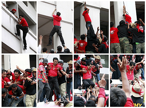 Un lder de los manifestantes tailandeses huye de la polica en un hotel de Bangkok. | Reuters