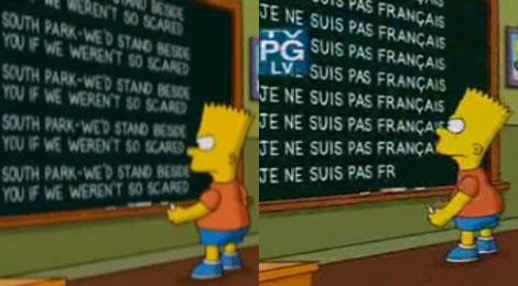 Fotograma de los dos mensajes trasmitidos en el episodio de 'Los Simpson'.