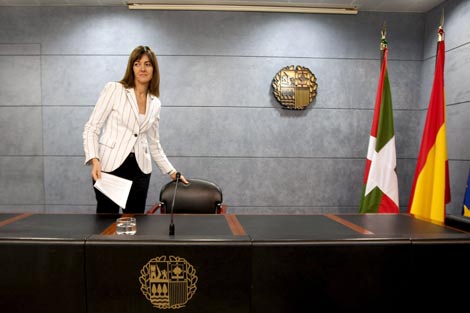 La portavoz del Gobierno vasco, Idoia Mendia, momentos antes de la rueda de prensa. | Efe