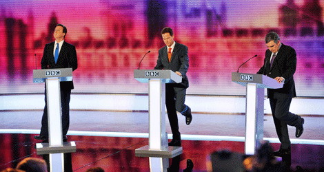 Los candidatos, en un momento del debate. | Afp