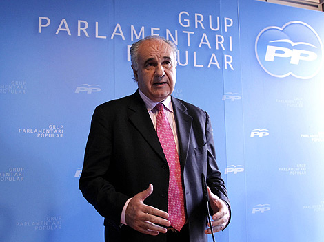 El portavoz del PP valenciano, Rafael Blasco, durante su rueda de prensa. | E.M.