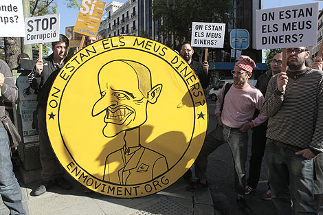 Apenas 25 miembros de 'En Moviment' se han manifestado en Madrid. | Antonio Heredia