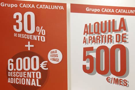 Cartel de juna entidad bancaria expuesto en el ltimo Saln inmobiliario de Madrid. | S. Enrquez