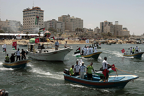 La policía de Hamas se prepara para la llegada de la flotilla con ayuda para Gaza. | Reuters