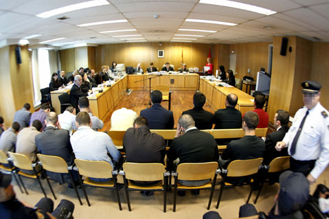 El grupo 'Blood and Honour', durante el juicio en la Audiencia Provincial de Madrid. / Efe