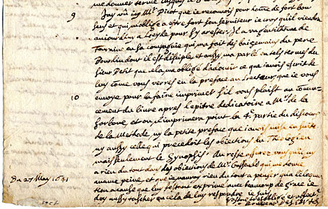 Imagen de la carta del filsofo Descartes, robada en Francia. | Efe
