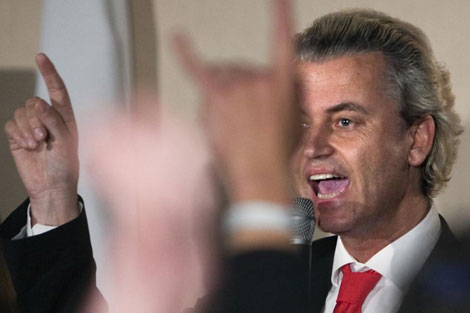 Geert Wilders celebra su buen resultado en los comicios. | Ap