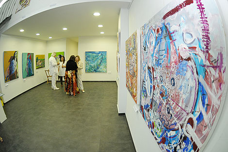 Una de las salas donde se exhiben las obras de Jos Antonio Navaln en Cdiz. | C. Zambrano