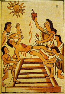 Escena de sacrificio en el México azteca