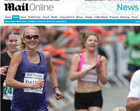 Paula Radcliffe, en un momento de la carrera, en una imagen del 'Daily Mail'.